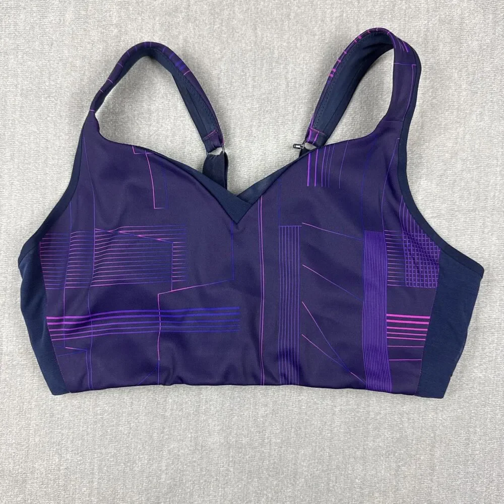 Brooks Drive Convertible Run Bra 36DD Matrix Navy Print Sweat-Wicking